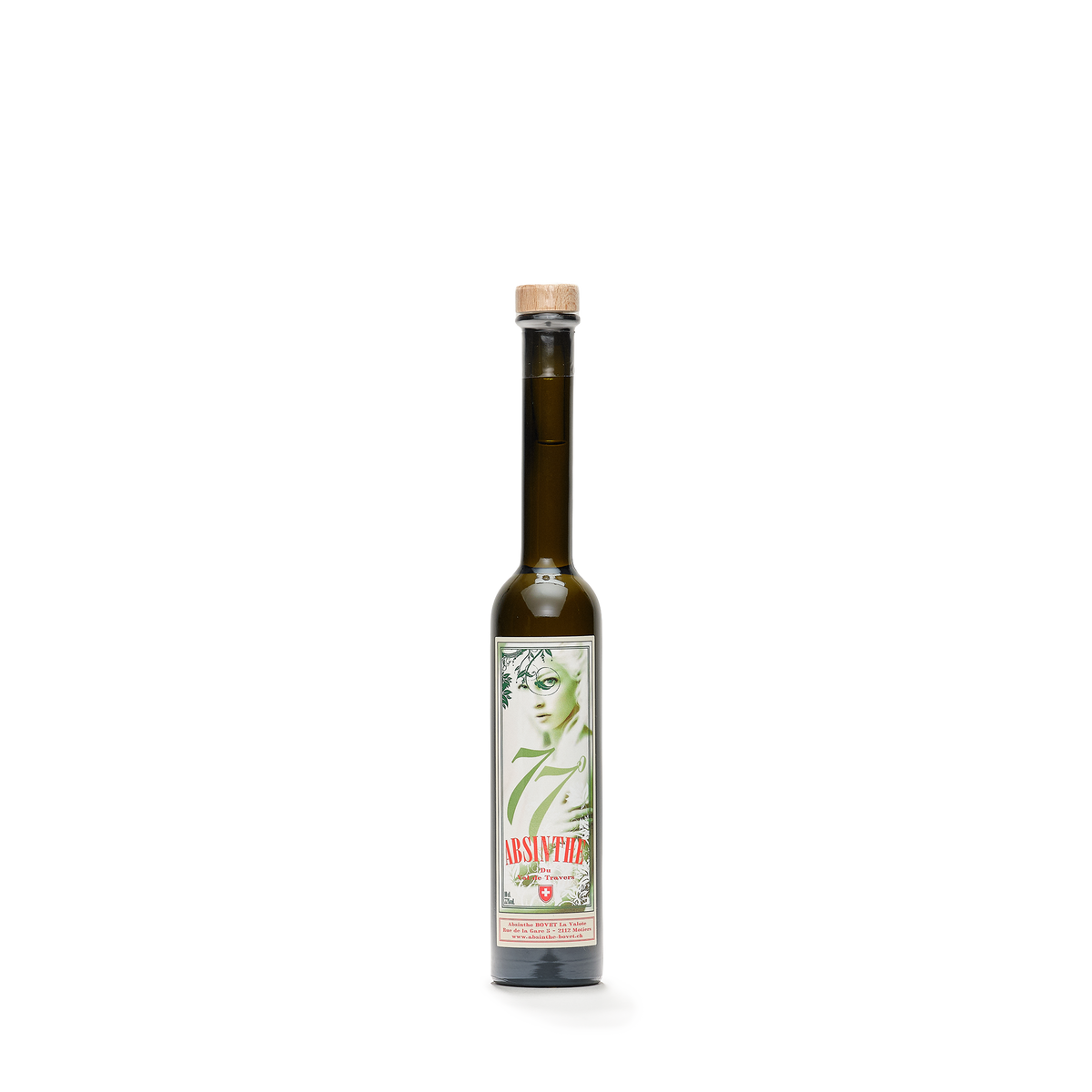 Distillerie Bovet-La Valote absinthe verte La 77 77% 10cl front view