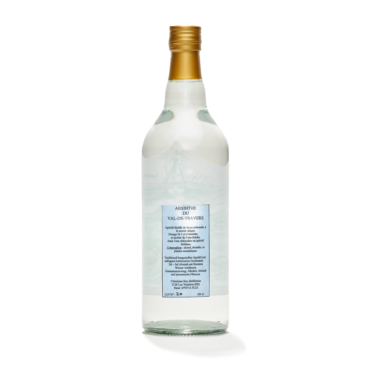 Christian Rey absinthe bottle 100cl 55% back view