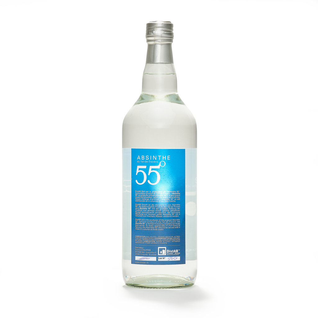 Distillerie DistAB La 55 absinthe bottle 100cl back view