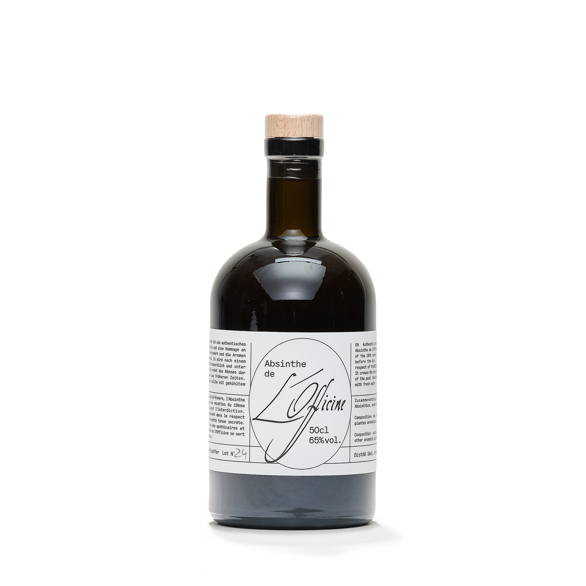 Distillerie DistAB Absinthe de L'Officine absinthe verte 50cl 65% front view