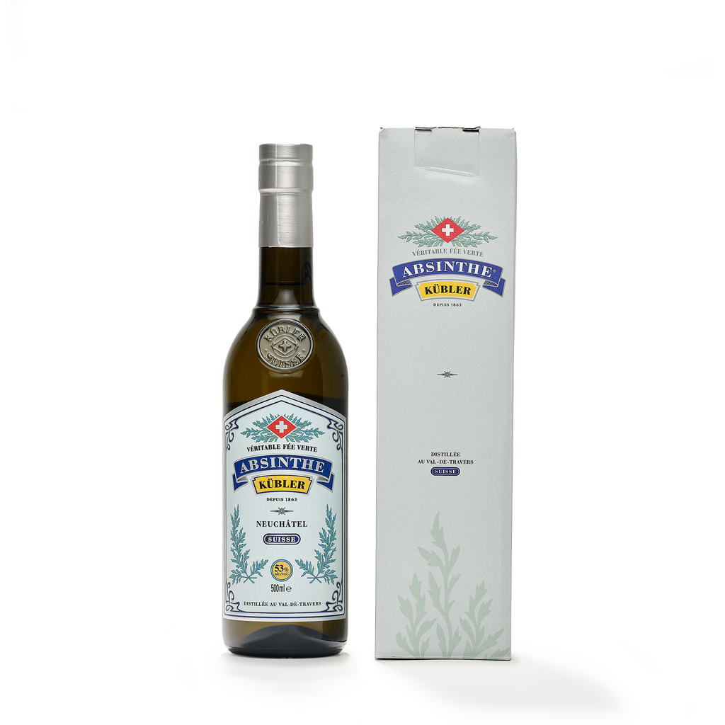 Absinthe Kübler absinthe blanche 50cl 53% front view and packaging