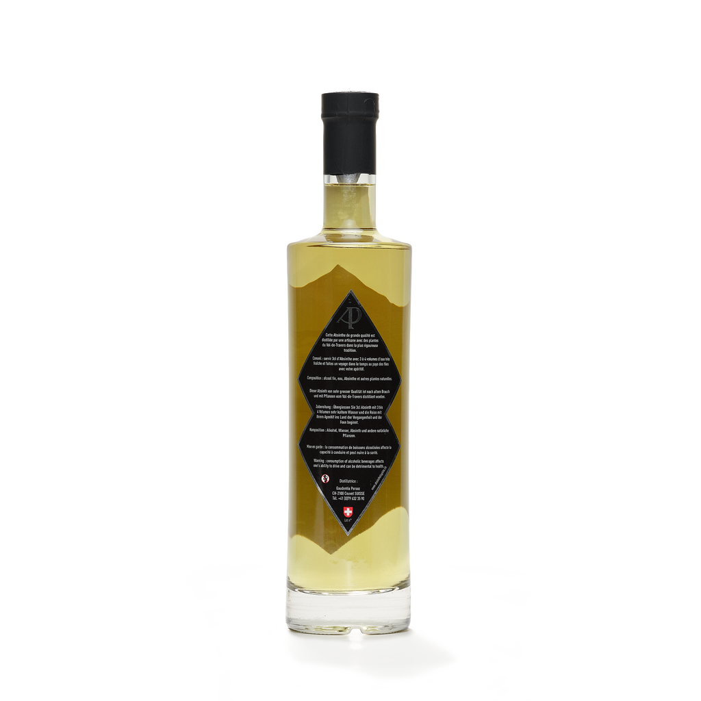 Distillerie Persoz Valdetra'verte absinthe verte 70cl 65% back view