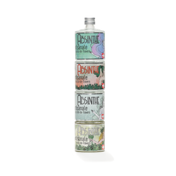 Distillerie Persoz set of 4: 1 absinthe blanche and 3 absinthes vertes stacked vertically