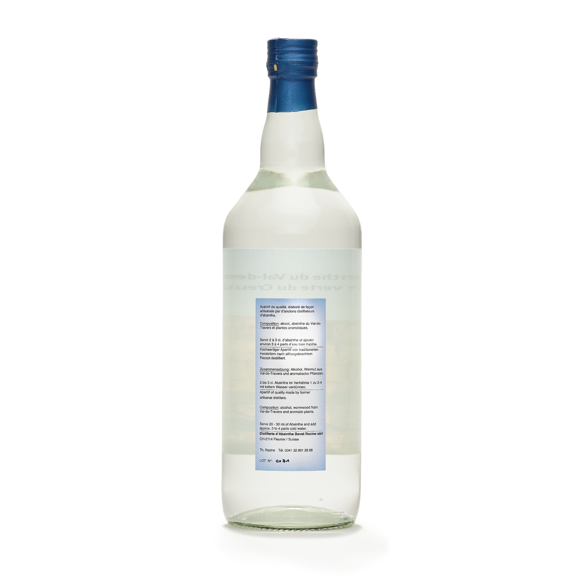 Distillerie Thierry Racine La Creux du Van absinthe blanche 100cl 54% back view