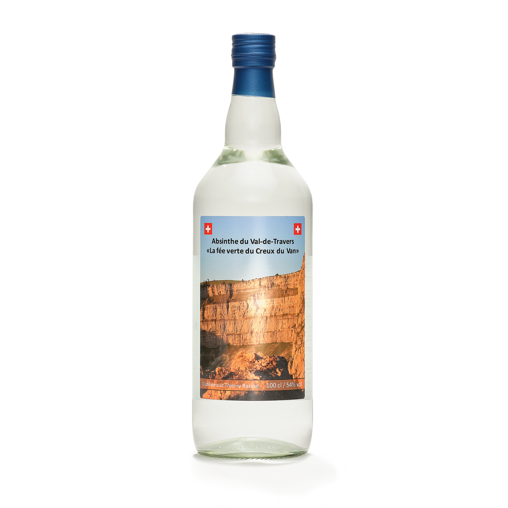 Distillerie Thierry Racine La Creux du Van absinthe blanche 100cl 54% front view