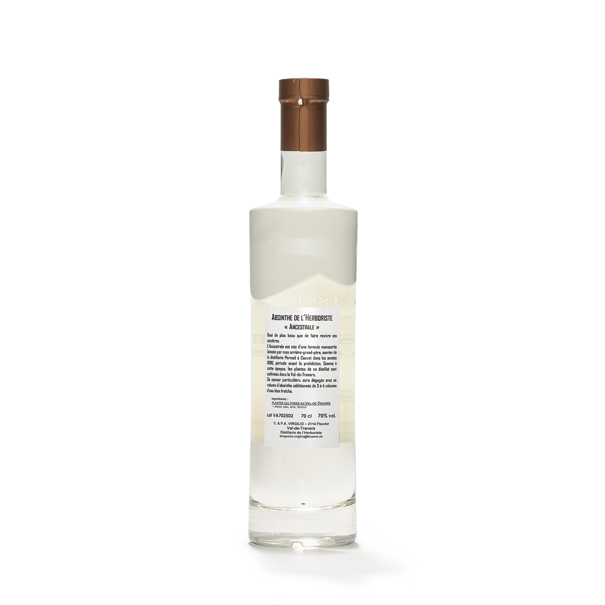 Distillerie L'Herboriste L'Ancestrale absinthe blanche 70cl 70% back view