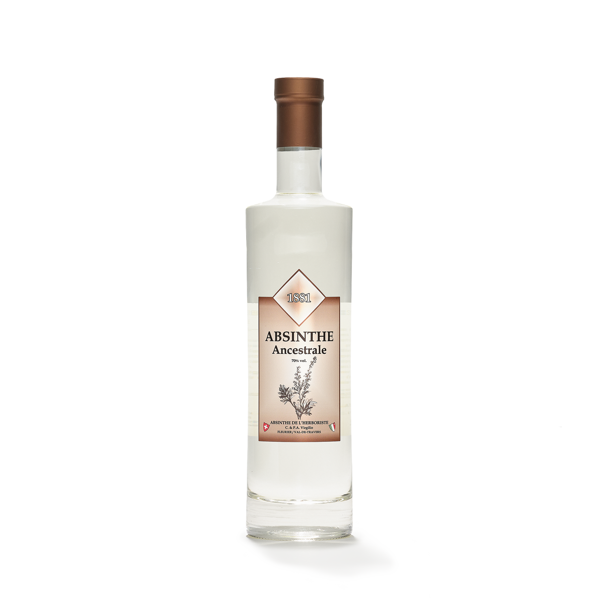 Distillerie L'Herboriste L'Ancestrale absinthe blanche 70cl 70% front view