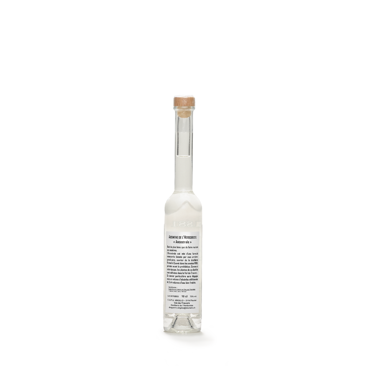 Distillerie L'Herboriste L'Ancestrale absinthe blanche 10cl 70% back view