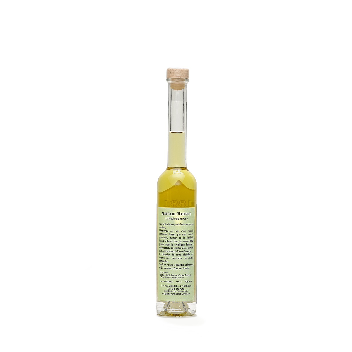 Distillerie L'Herboriste absinthe verte L'Ancestrale 10cl 70% back view