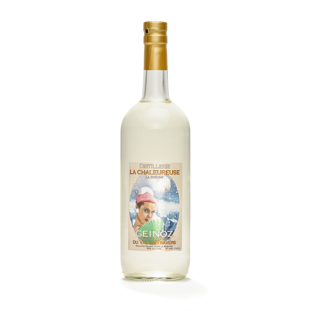 Distillerie La Chaleureuse La Veritable absinthe blanche Geinoz 100cl 55% front view