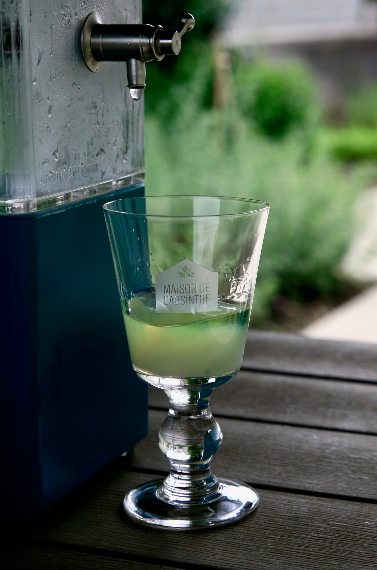 A glass of absinthe served during the 2022 edition of Absinthe en Fête
