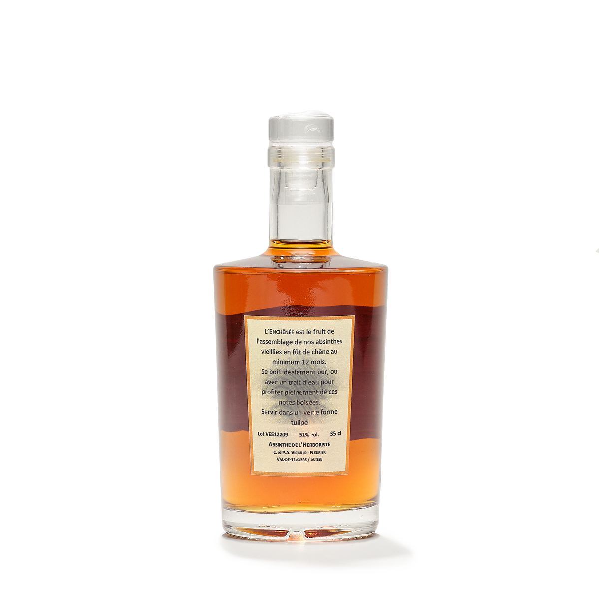 Distillerie L'Herboriste barrel-aged absinthe enchênée 50cl back view