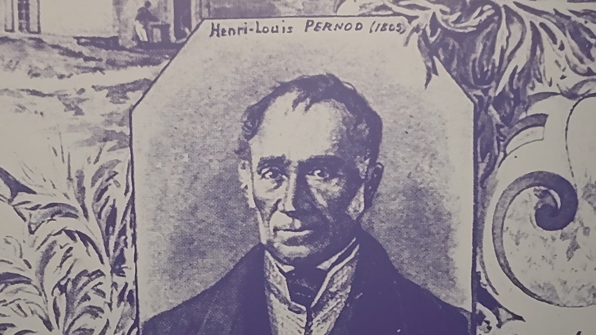 Engraved portrait of Henri-Louis Pernod, 1805, printed in blue ink