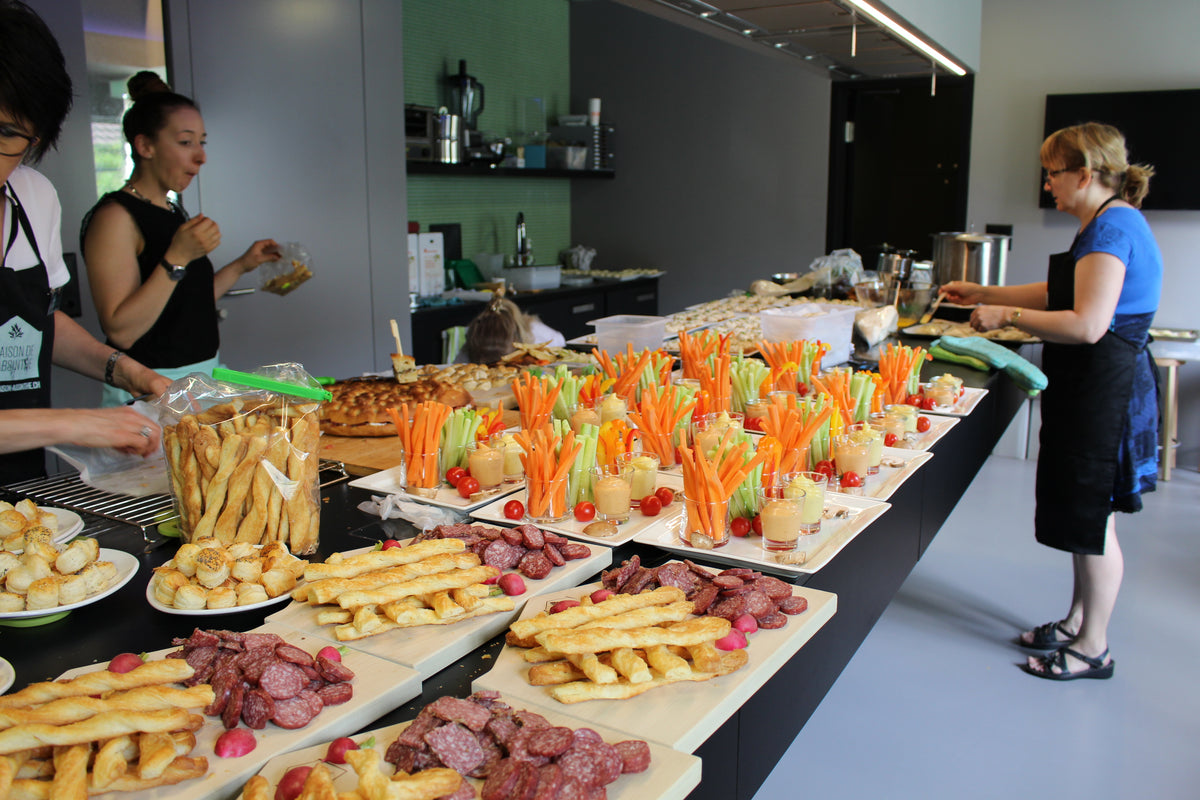 An aperitif buffet laid out for a private reception